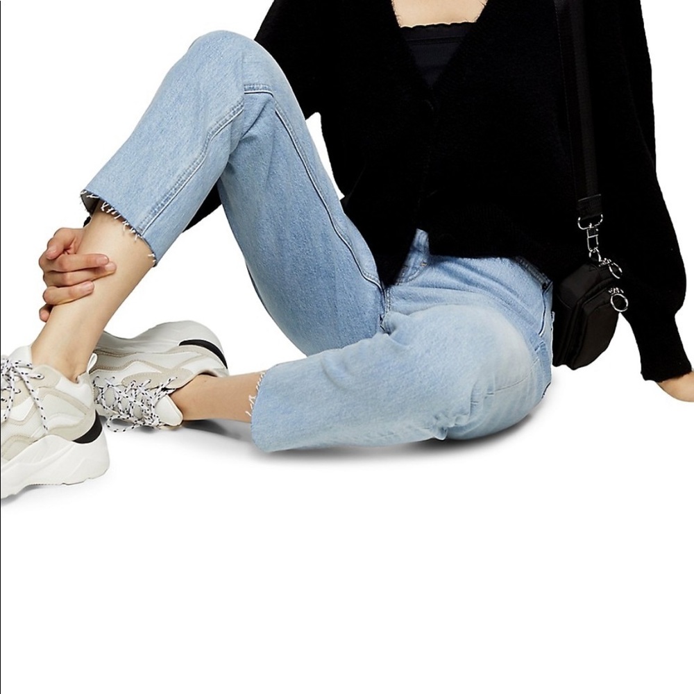 TOPSHOP raw hemmed crop straight jeans